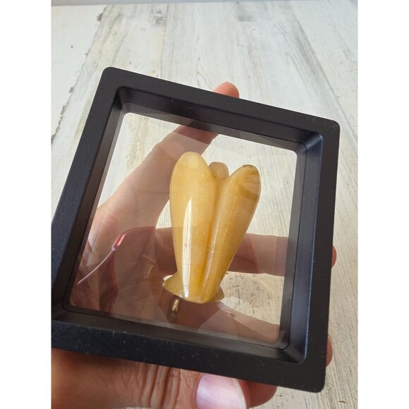 Kalifano Stone carnelian? Vitality Angel cherub yellow Rock crystal statue figur - Picture 3 of 4
